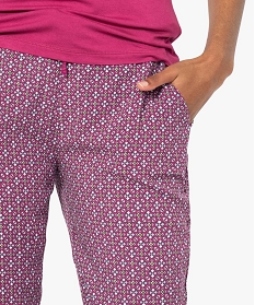 pantalon de pyjama femme droit et fluide a motifs violet9029901_2