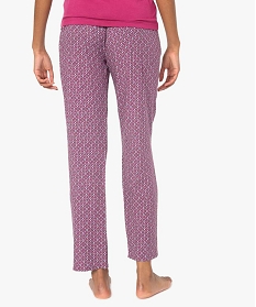 pantalon de pyjama femme droit et fluide a motifs violet9029901_3