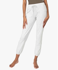 pantalon de pyjama femme en jersey a chevilles elastiquees gris separables de nuit9030401_1