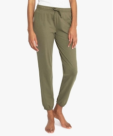 pantalon de pyjama femme en jersey a chevilles elastiquees vert separables de nuit9030501_1