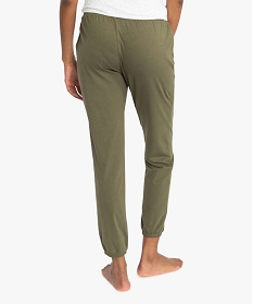 pantalon de pyjama femme en jersey a chevilles elastiquees vert9030501_3