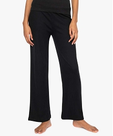 pantalon de pyjama femme large en maille fluide cotelee noir9030601_1