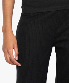 pantalon de pyjama femme large en maille fluide cotelee noir9030601_2