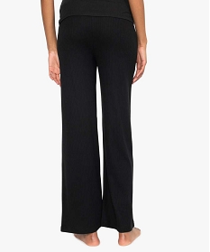 pantalon de pyjama femme large en maille fluide cotelee noir9030601_3