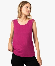 tee-shirt de nuit femme avec broderies sur les epaules violet9038601_1