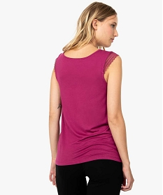 tee-shirt de nuit femme avec broderies sur les epaules violet9038601_3