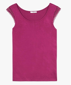 tee-shirt de nuit femme avec broderies sur les epaules violet9038601_4