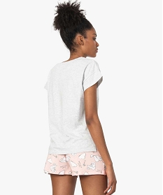 tee-shirt de pyjama femme imprime a coupe loose gris hauts de pyjama9038801_3