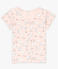 tee-shirt de pyjama femme imprime a coupe loose rose9038901_4