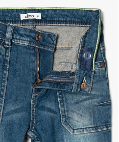 jean garcon coupe slim avec marques dusure et surpiqures gris jeans9044401_4