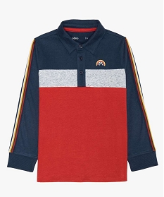polo garcon tricolore a manches longues rouge polos9050001_1