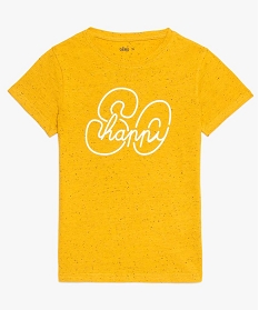 tee-shirt garcon a manches courtes avec motif brode sur lavant jaune9051801_1