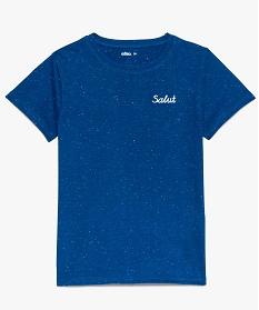 tee-shirt garcon a manches courtes avec motif brode sur lavant bleu tee-shirts9052001_1