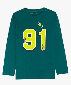 tee-shirt garcon a manches longues avec motif sur lavant vert tee-shirts9054901_1