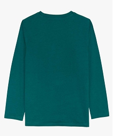 tee-shirt garcon a manches longues avec motif sur lavant vert9054901_2