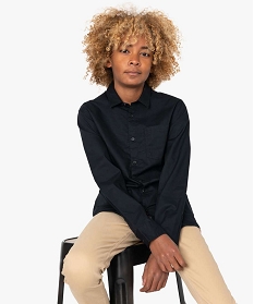 GEMO Chemise unie à manches longues garçon noir vif