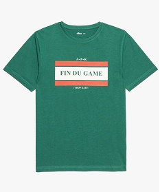 tee-shirt garcon a manches courtes avec inscription sur lavant vert tee-shirts9067901_1