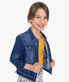 blouson fille en jean avec surpiqures contrastantes gris blousons et vestes9078201_1