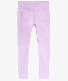 pantalon fille coupe slim coloris uni a taille reglable violet pantalons9078301_2
