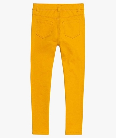 pantalon fille coupe slim coloris uni a taille reglable jaune pantalons9078401_2