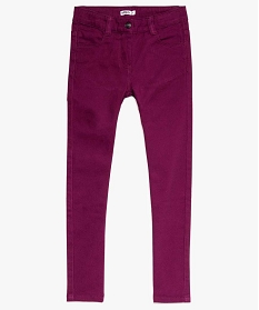pantalon fille coupe slim coloris uni a taille reglable violet9078601_1