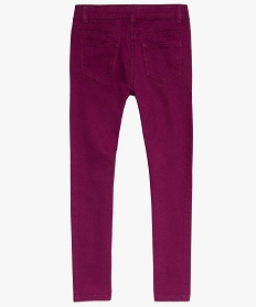 pantalon fille coupe slim coloris uni a taille reglable violet pantalons9078601_2