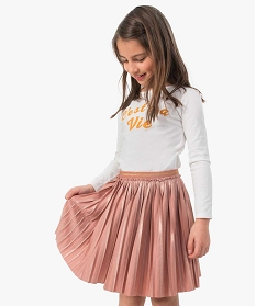 jupe plissee fille avec paillettes et ceinture elastiquee multicolore9083501_1