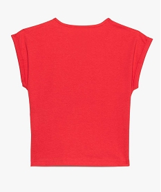 tee-shirt fille noue dans le bas avec inscription pailletee rouge tee-shirts9089501_3