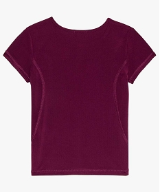 tee-shirt fille pour le sport en maille extensilbe avec inscriptions violet tee-shirts9090201_2