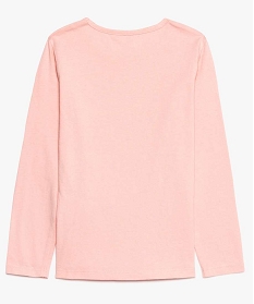 tee-shirt fille a manches longues en coton bio avec inscription rose tee-shirts9091801_3