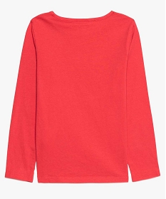 tee-shirt fille a manches longues en coton bio avec inscription rouge tee-shirts9092001_3