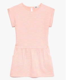 robe fille a manches courtes en maille matelassee et motifs etoiles rose9095801_1