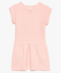 robe fille a manches courtes en maille matelassee et motifs etoiles rose9095801_2