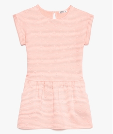 robe fille a manches courtes en maille matelassee et motifs etoiles rose9095801_3