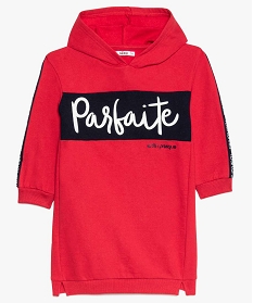 robe fille sweat imprime a capuche rouge9096101_1