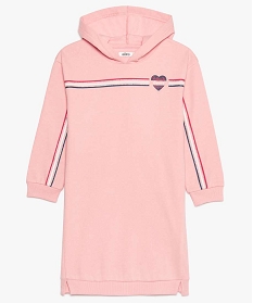 robe fille forme sweat a capuche a rayures rose9096201_1
