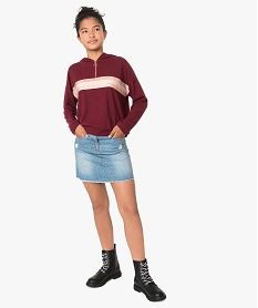 pull fille facon sweat a capuche rouge pulls9107501_4