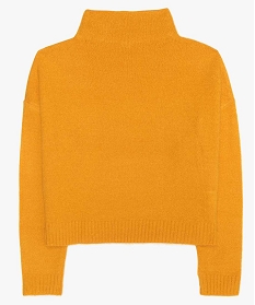 pull fille coupe large et courte a col montant jaune pulls9108401_1