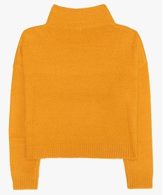 pull fille coupe large et courte a col montant jaune pulls9108401_2