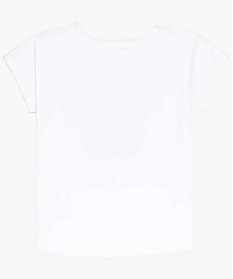 tee-shirt fille imprime avec dos long et arrondi blanc tee-shirts9109501_3