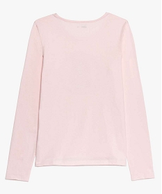 tee-shirt fille a manches longues avec motif sur lavant rose tee-shirts9110501_2