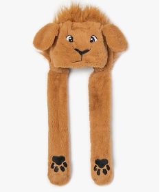 bonnet garcon en forme de lion avec pattes et oreilles animees brun foulards echarpes et gants9114901_1