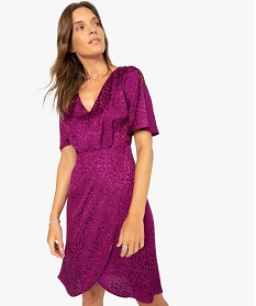 robe femme a manches courtes avec motifs scintillants ton sur ton violet9119301_1