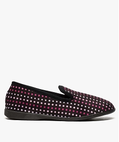 chaussons femme charentaises en velours ras a pois noir9135501_1