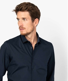 chemise homme slim a col bicolore et repassage facile bleu chemise manches longues9145401_2