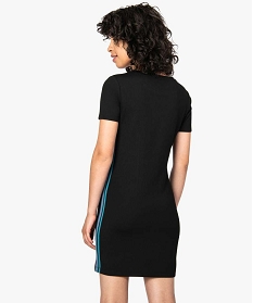 robe femme forme tee-shirt avec bandes colorees sur les cotes noir9151301_3
