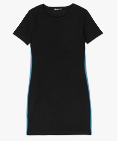robe femme forme tee-shirt avec bandes colorees sur les cotes noir9151301_4