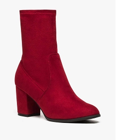 boots femme unis a talon style chaussettes rouge bottines et boots9176801_2