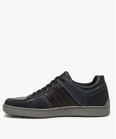 baskets homme unies a empiecements multimatieres bleu9179601_3