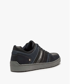 baskets homme unies a empiecements multimatieres bleu9179601_4